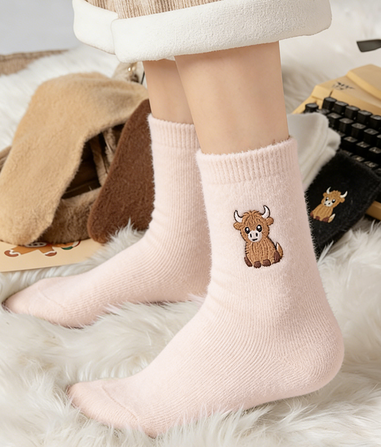 Chaussettes pelucheuses à vache des Highlands