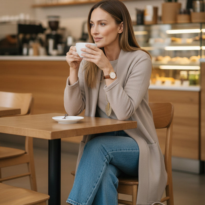 Ensemble 3 pièces élégant comprenant un cardigan long, un haut et un pantalon