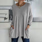 🔥50% DE RÉDUCTION🔥 T-shirt ample femme à manches longues et col rond – Confortable et stylé 👕✨