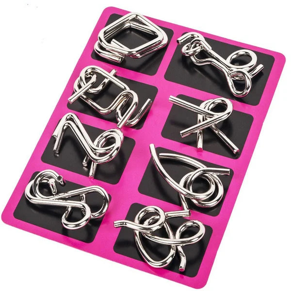 ⏳Spécial à durée limitée⏰Anneau puzzle métallique huit pièces version bleue, défis mentaux