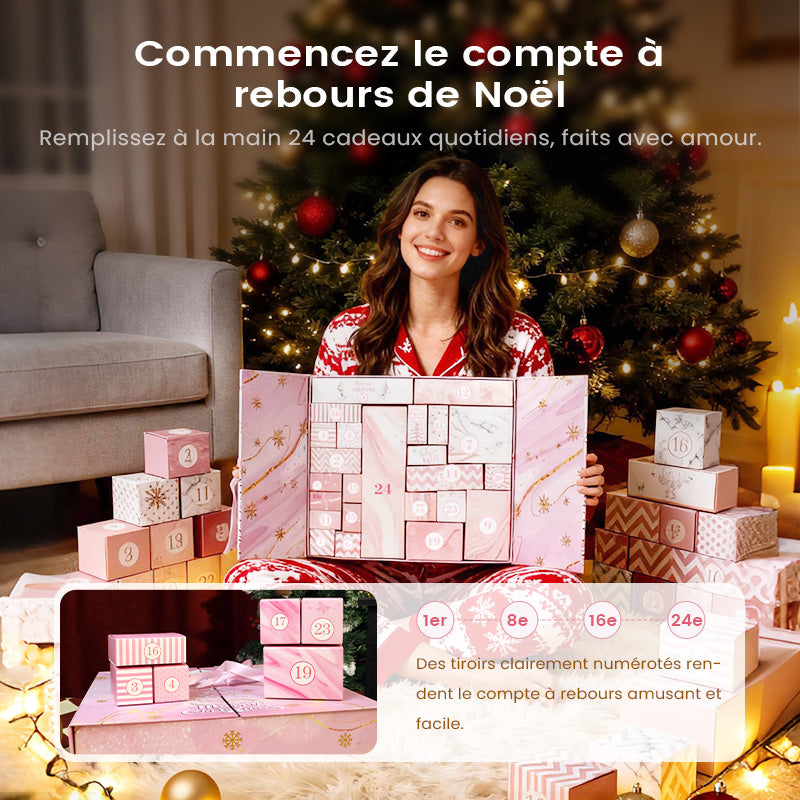 🎁 24 jours pleins de surprises — Calendrier de l'Avent en marbre rose 2025