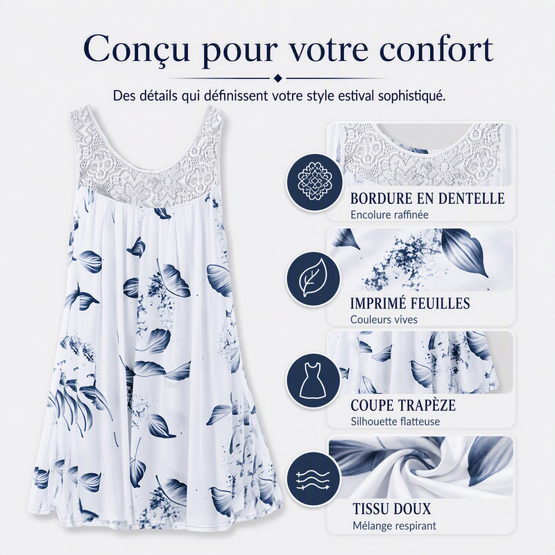 Robe imprimée sans manches à col rond pour femme