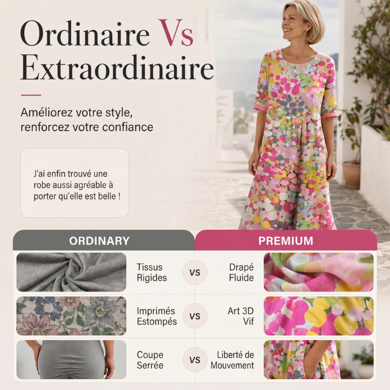 💥✨Offre spéciale à durée limitée : 50 % de réduction -👗Robe ample à imprimé floral pour femme