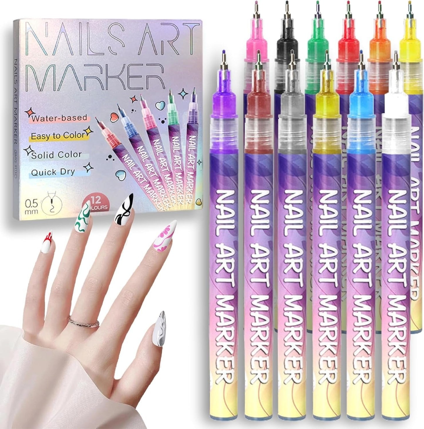 ⏳Ensemble Set de 12 stylos pour nail art🎨💅