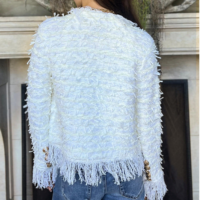 Manteau court à boutons et pompons pour femme 💼 – Élégance et boutons, idéal pour le bureau et les occasions décontractées 👠