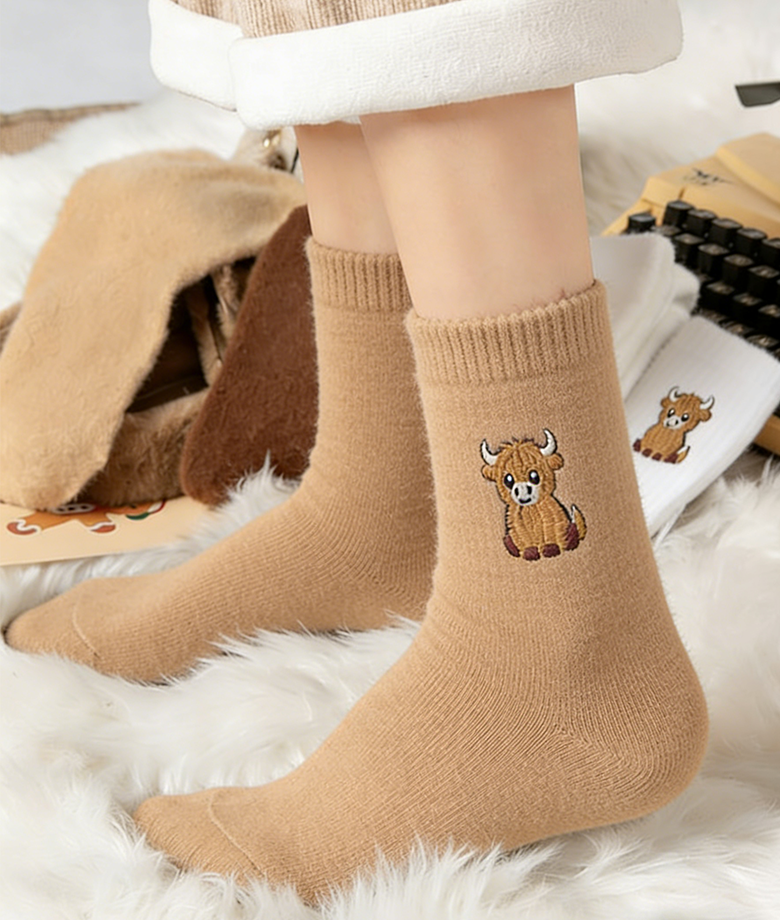 Chaussettes pelucheuses à vache des Highlands
