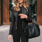 Veste d'automne pour femme en cuir souple pour un usage quotidien