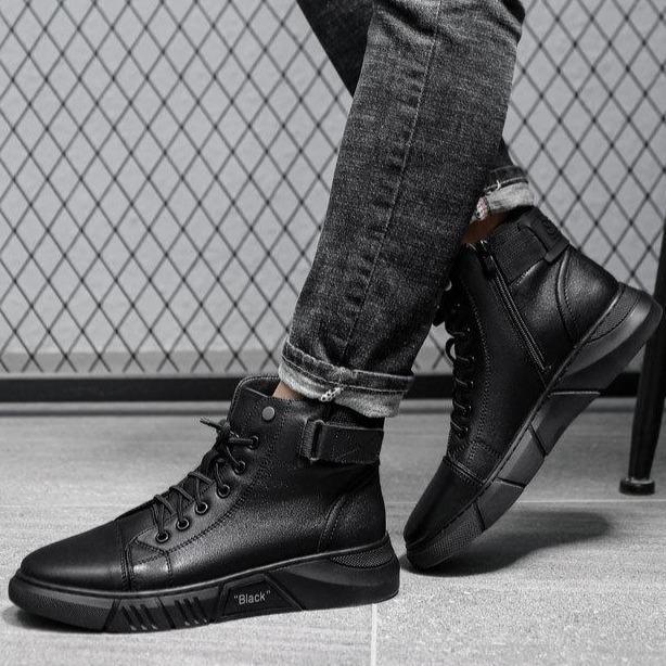 🎁 Soldes 49 % DE RÉDUCTION 🔥BOTTES EN CUIR NOIR MARTINI