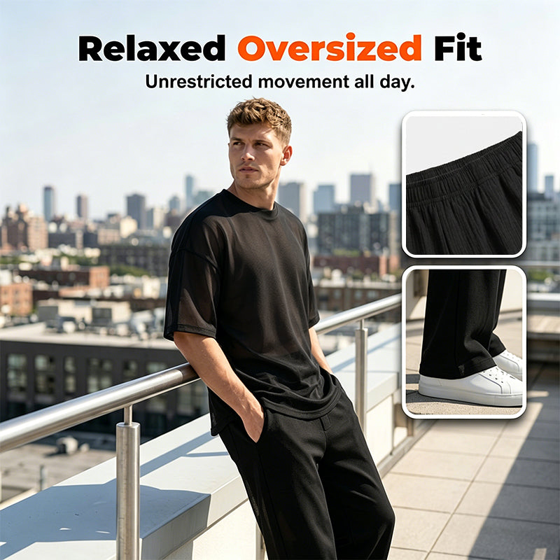 📢📢50 % DE RÉDUCTION !! ⏰Ensemble 2 pièces pour homme : t-shirt et pantalon à jambes larges