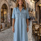 🔥 Dernier jour ! 50 % de réduction sur la robe-chemise midi en jean pour femme avec poches 👖 Une robe d'été décontractée, idéale pour le quotidien – confortable et flatteuse
