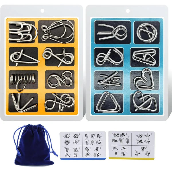 ⏳Spécial à durée limitée⏰Anneau puzzle métallique huit pièces version bleue, défis mentaux