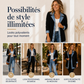Manteau en maille côtelée élégant pour femme avec empiècements en jean