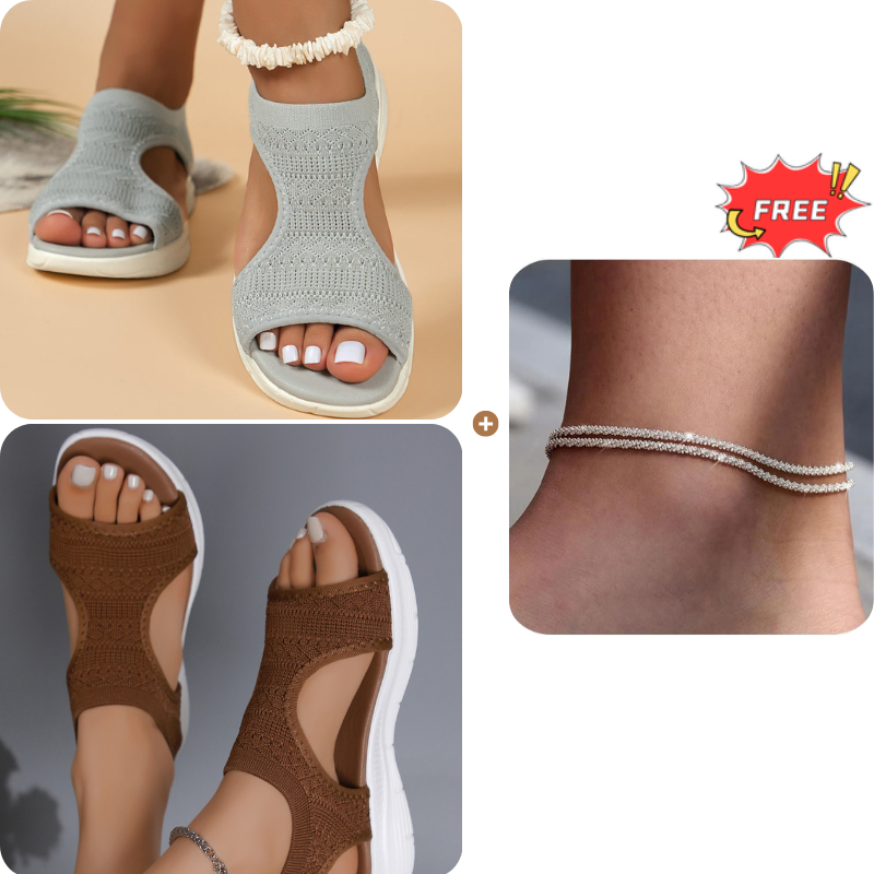 Sandales d'été confortables, respirantes, plates et à bout ouvert pour femmes