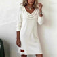 Robe en tricot à manches longues et col roulé pour femme