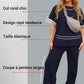 Ensemble de T-shirt Rayé et Pantalon de Jogging à Jambes Larges pour Femmes