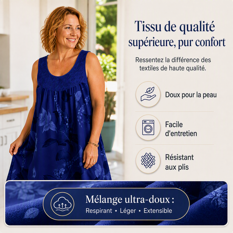 Robe imprimée sans manches à col rond pour femme