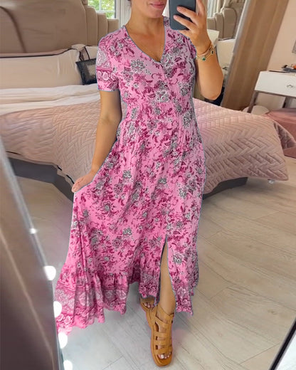 🔥 Printemps 2025 Nouveautés - 49% de réduction 🔥Robe à motif floral et décolleté en V