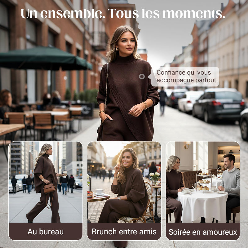 🔥 59 % DE RÉDUCTION ! NOUVEAU ! Ensemble 2 pièces femme – Pull asymétrique + pantalon large, coupe ample et tissu doux, ultra confortable 👚✨ ✅ Livraison gratuite