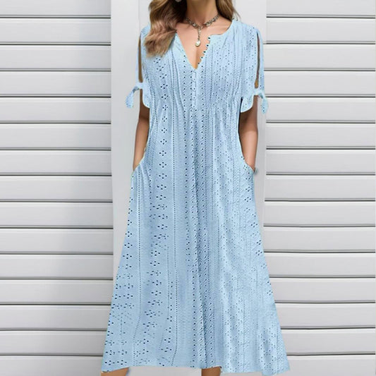 Robe élégante à col en V et découpe pour femme