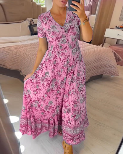 🔥 Printemps 2025 Nouveautés - 49% de réduction 🔥Robe à motif floral et décolleté en V