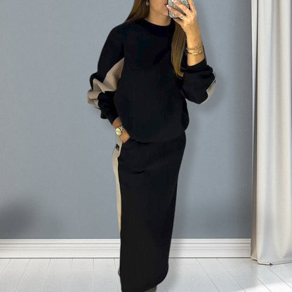 ⏳Spécial à durée limitée⏰Haut à manches longes motifs colorés & Jupe fendue - Ensemble✨