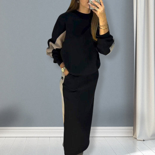 ⏳Spécial à durée limitée⏰Haut à manches longes motifs colorés & Jupe fendue - Ensemble✨