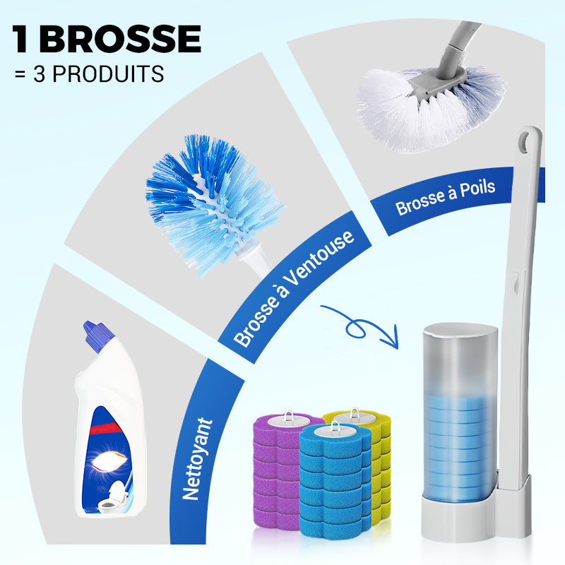 🏆✨Ensemble de Brosse à Toilettes avec Têtes de Remplacement Jetables