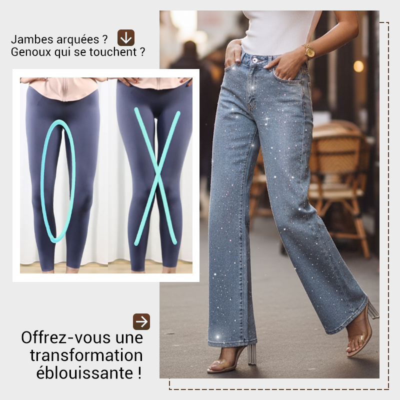 ✨2025 Hot Sale - 50% de réduction✨👗Jeans à jambe droite avec strass
