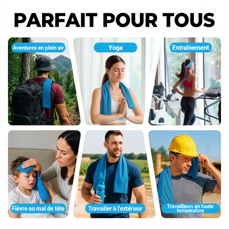 🔥Offre spéciale été ! 1 acheté = 1 offert !⚡Plus de 50 000 vendus !❄️Serviette rafraîchissante anti-transpiration à utiliser partout et à tout moment ! Réutilisable, douce, absorbante et rafraîchissante.