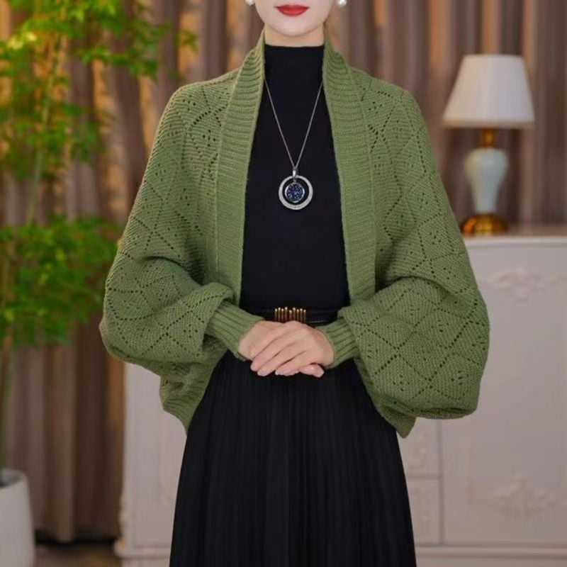 Veste-châle ajourée en maille tendance