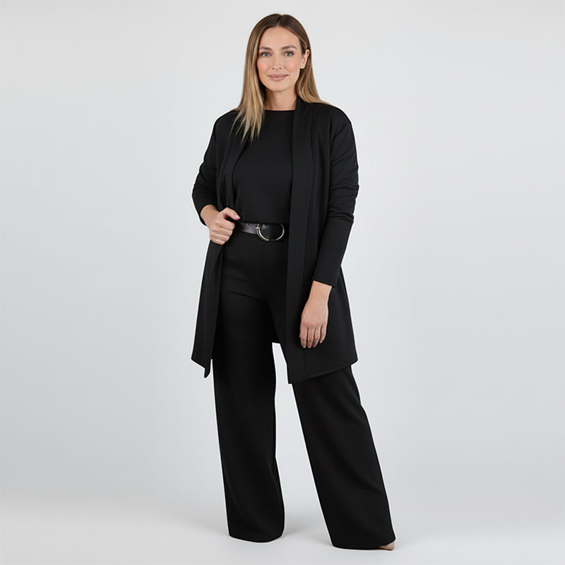 Ensemble 3 pièces élégant comprenant un cardigan long, un haut et un pantalon