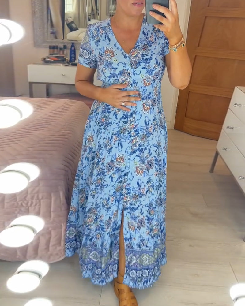 🔥 Printemps 2025 Nouveautés - 49% de réduction 🔥Robe à motif floral et décolleté en V