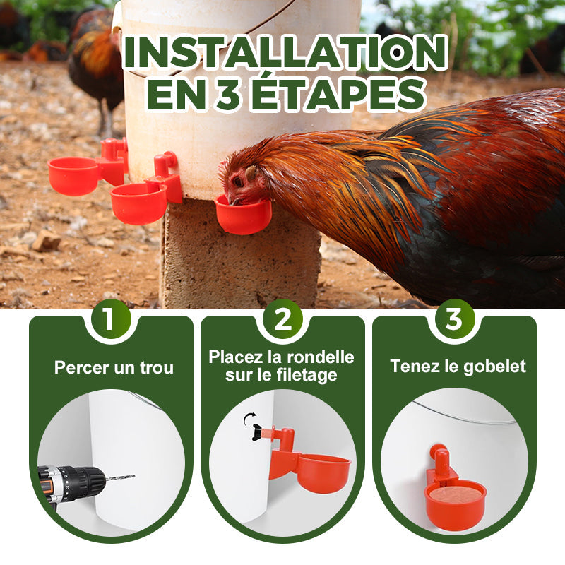 ✨Gobelets automatiques pour volailles avec filetage de 5/16 pouces