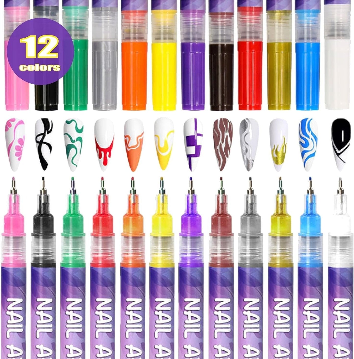 ⏳Ensemble Set de 12 stylos pour nail art🎨💅