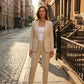 Veste à col pour femme + pantalon - Ensemble élégant pour aller au travail