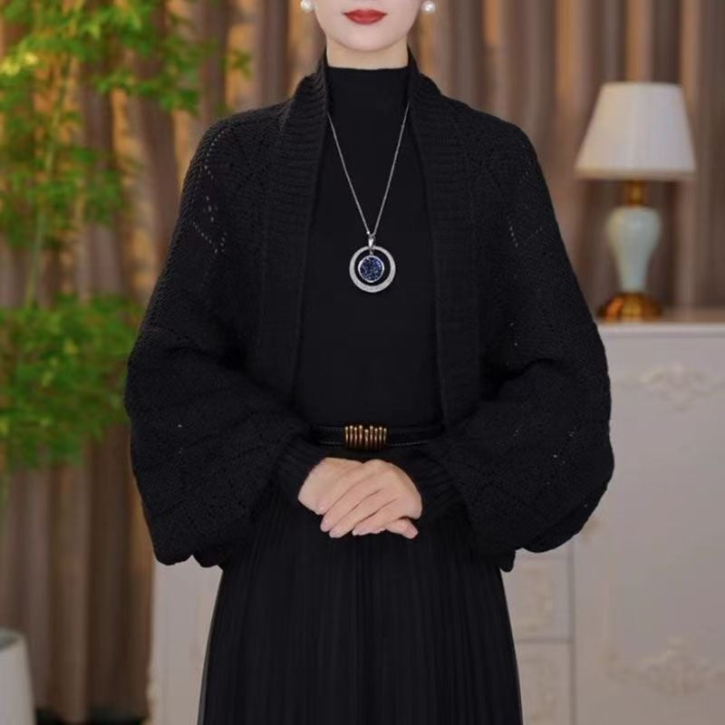 Veste-châle ajourée en maille tendance