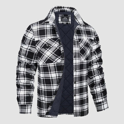 Veste de chemise en flanelle pour hommes Manteau à carreaux à manches longues, matelassé et doublé Vêtements d'extérieur épais à boutons pour l'hiver