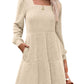 🍂2025 Automne Nouveau style 49 % de réduction⏰ Robe côtelée à encolure carrée et manches lanternes pour femme