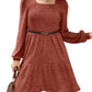 🍂2025 Automne Nouveau style 49 % de réduction⏰ Robe côtelée à encolure carrée et manches lanternes pour femme
