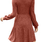 🍂2025 Automne Nouveau style 49 % de réduction⏰ Robe côtelée à encolure carrée et manches lanternes pour femme