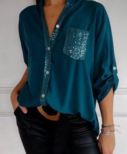 🔥Summer Sale🔥2024 Sequins Casual Patchwork Top