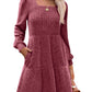 🍂2025 Automne Nouveau style 49 % de réduction⏰ Robe côtelée à encolure carrée et manches lanternes pour femme