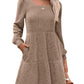 🍂2025 Automne Nouveau style 49 % de réduction⏰ Robe côtelée à encolure carrée et manches lanternes pour femme