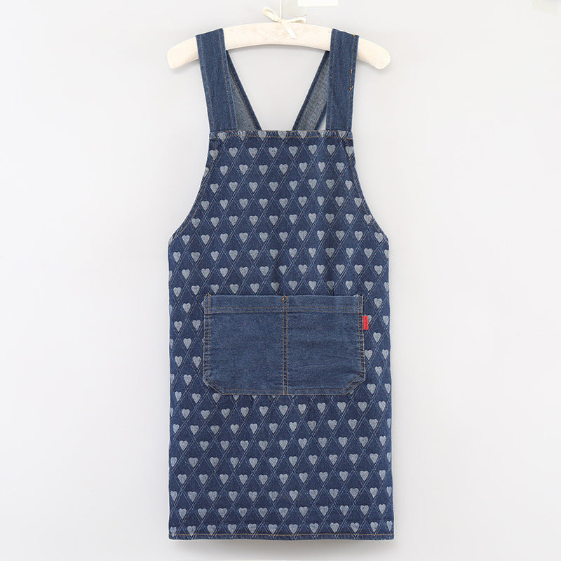 📢 50 % de réduction !!! Tablier adulte ultra-doux en jean – poches spacieuses, dos croisé & broderie tendance 🥐🤍