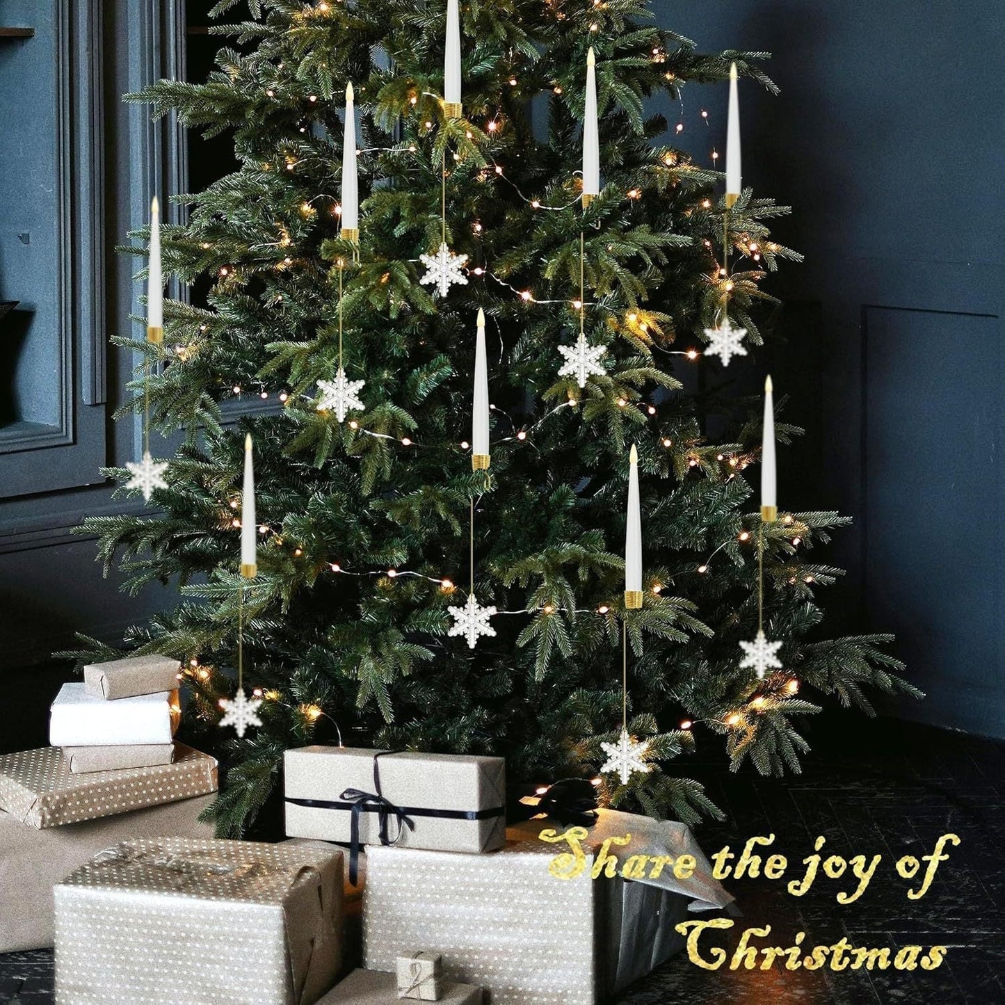 🎁Promotion de Noël anticipée - 49 % de réduction🎄Bougies LED pour sapin de Noël avec crochet en boule de cristal transparent