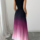 ❤️Robe longue sans manches plissée à effet ombré et col haut