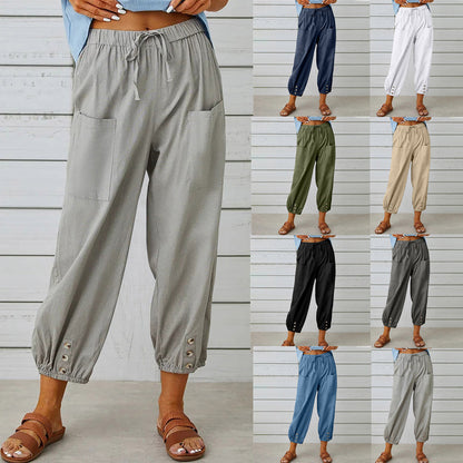 💎 50% DE RÉDUCTION ! 💎 Pantalon Ample Droit à Jambe Large pour Femmes – Coton & Lin Respirant, Coupe Flatteuse & Poches Pratiques 👖