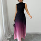 ❤️Robe longue sans manches plissée à effet ombré et col haut