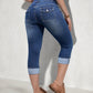Pantalon Capri en denim stretch coupe slim pour femme