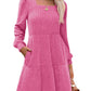 🍂2025 Automne Nouveau style 49 % de réduction⏰ Robe côtelée à encolure carrée et manches lanternes pour femme